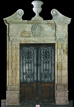 Antique Italian Limestone portal with its metal gate circa 1700's